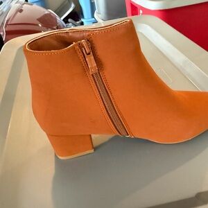 Women's Side-Zip Ankle Bootie in Cognac Suede